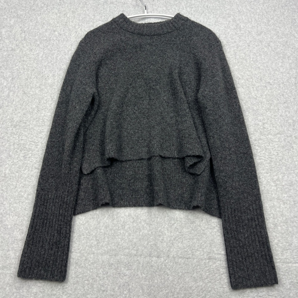 AllSaints Tierney Sweater Womens Medium Charcoal Wool Layered Boxy Oversize Knit